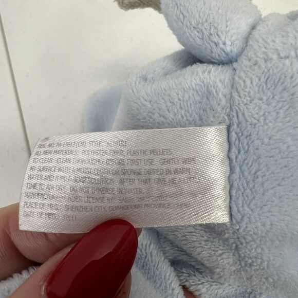 Carters Blue Elephant Stuffed Animal Plush Beanie Bottom 9 Inch Embroidered Eyes - Picture 6 of 7